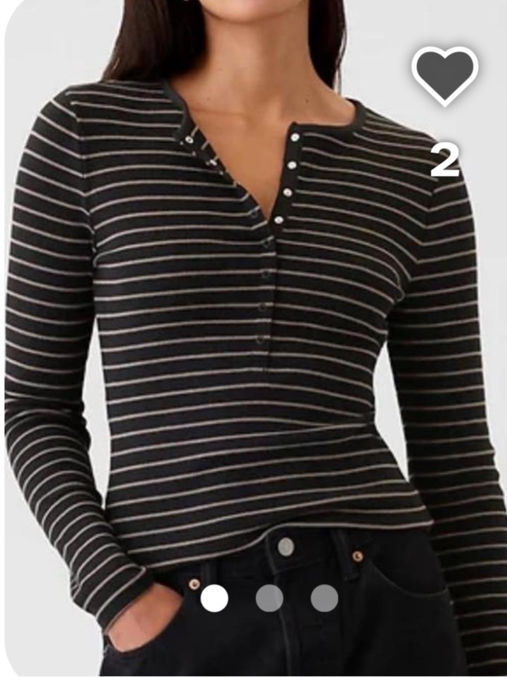 GAP Navy Striped Long-Sleeve Henley Top